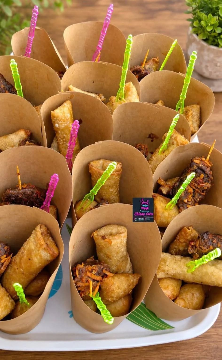 Small chops served in individual kraft cups